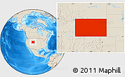 Shaded Relief Location Map of Wyoming