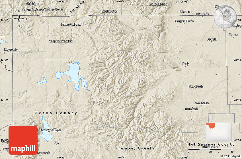Shaded Relief Map of Park County