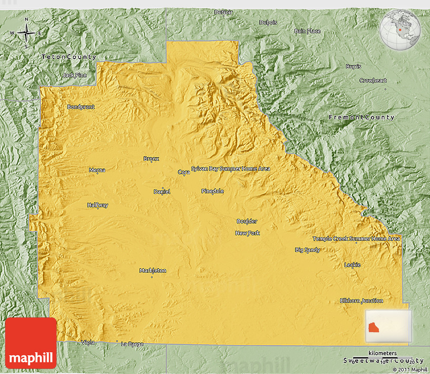 Savanna Style 3D Map of Sublette County