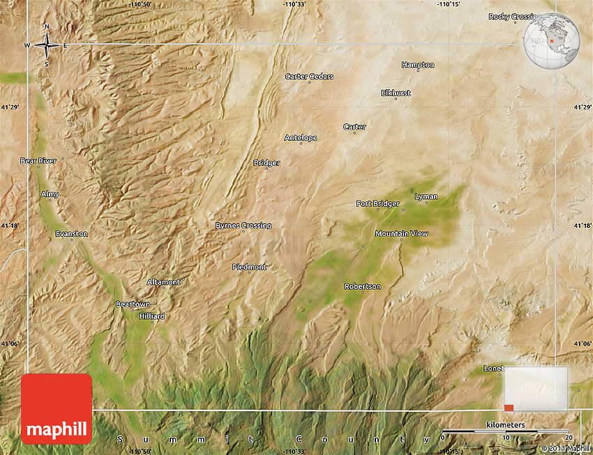 Satellite Map of Uinta County