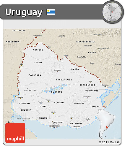 Classic Style 3D Map of Uruguay