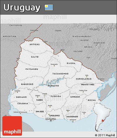 Gray 3D Map of Uruguay