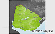 Physical 3D Map of Uruguay, darken, desaturated, land only