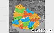 Political 3D Map of Uruguay, darken, desaturated