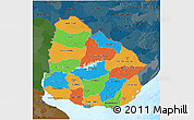 Political 3D Map of Uruguay, darken, land only