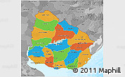 Political 3D Map of Uruguay, desaturated, land only