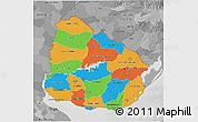 Political 3D Map of Uruguay, desaturated