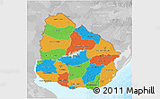 Political 3D Map of Uruguay, lighten, desaturated, land only