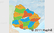 Political 3D Map of Uruguay, lighten, land only