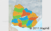 Political 3D Map of Uruguay, lighten, semi-desaturated, land only