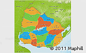 Political 3D Map of Uruguay, physical outside