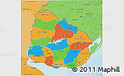 Political 3D Map of Uruguay, political shades outside