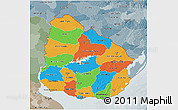 Political 3D Map of Uruguay, semi-desaturated