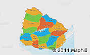 Political 3D Map of Uruguay, single color outside