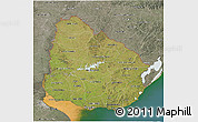 Satellite 3D Map of Uruguay, semi-desaturated, land only