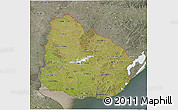 Satellite 3D Map of Uruguay, semi-desaturated