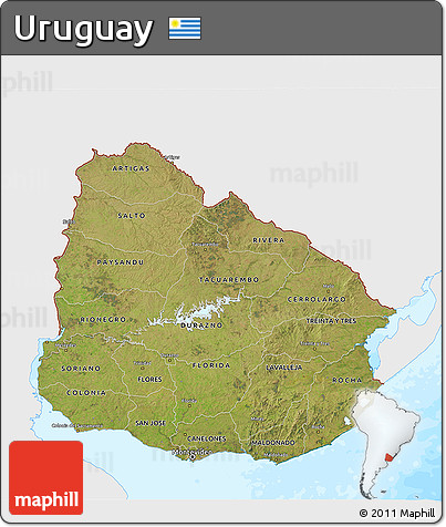 Satellite 3D Map of Uruguay, single color outside, bathymetry sea