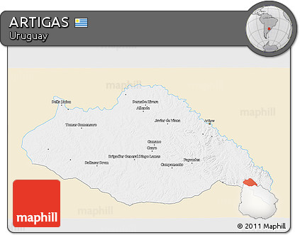 Classic Style 3D Map of ARTIGAS, single color outside