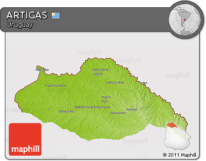 Physical 3D Map of ARTIGAS, cropped outside