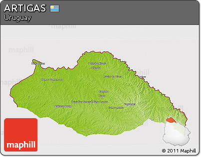 Physical 3D Map of ARTIGAS, cropped outside