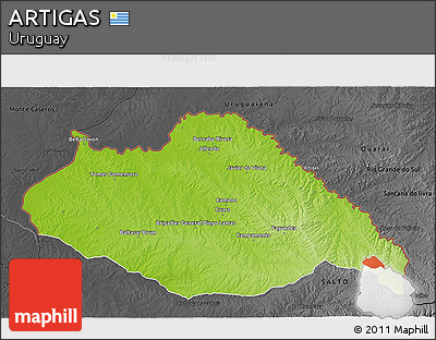 Physical 3D Map of ARTIGAS, darken, desaturated