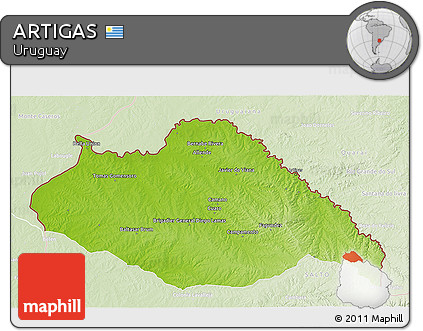 Physical 3D Map of ARTIGAS, lighten