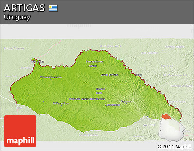 Physical 3D Map of ARTIGAS, lighten