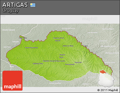 Physical 3D Map of ARTIGAS, lighten, semi-desaturated
