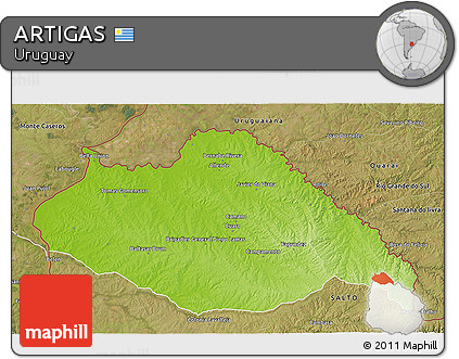 Physical 3D Map of ARTIGAS, satellite outside