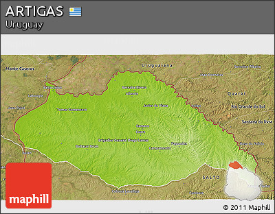 Physical 3D Map of ARTIGAS, satellite outside