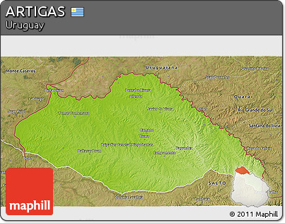 Physical 3D Map of ARTIGAS, satellite outside