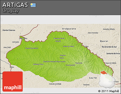 Physical 3D Map of ARTIGAS, shaded relief outside