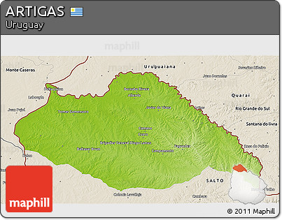 Physical 3D Map of ARTIGAS, shaded relief outside
