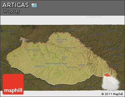 Satellite 3D Map of ARTIGAS, darken