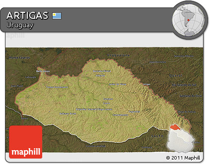 Satellite 3D Map of ARTIGAS, darken