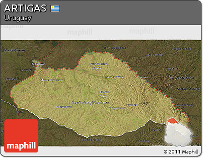 Satellite 3D Map of ARTIGAS, darken
