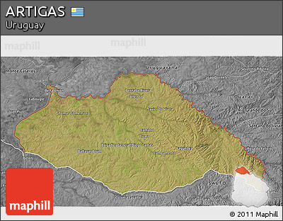 Satellite 3D Map of ARTIGAS, desaturated