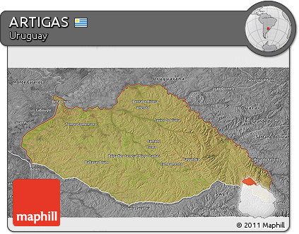 Satellite 3D Map of ARTIGAS, desaturated