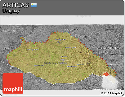 Satellite 3D Map of ARTIGAS, desaturated