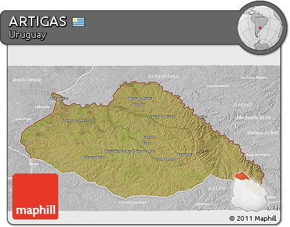 Satellite 3D Map of ARTIGAS, lighten, desaturated