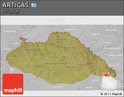 Satellite 3D Map of ARTIGAS, lighten, desaturated