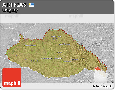Satellite 3D Map of ARTIGAS, lighten, desaturated