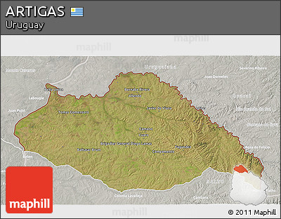 Satellite 3D Map of ARTIGAS, lighten, semi-desaturated