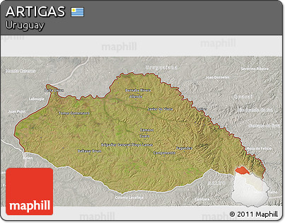 Satellite 3D Map of ARTIGAS, lighten, semi-desaturated