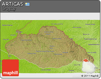 Satellite 3D Map of ARTIGAS, physical outside