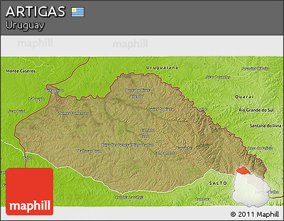 Satellite 3D Map of ARTIGAS, physical outside