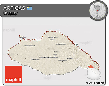 Shaded Relief 3D Map of ARTIGAS, cropped outside