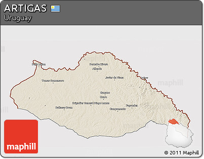 Shaded Relief 3D Map of ARTIGAS, cropped outside