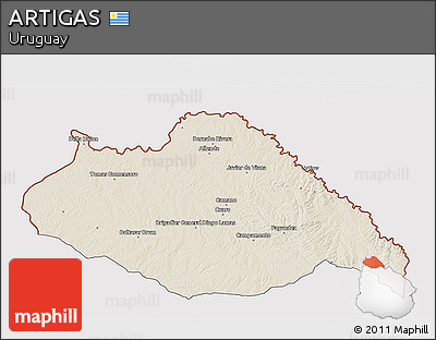Shaded Relief 3D Map of ARTIGAS, cropped outside