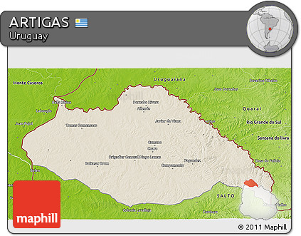 Shaded Relief 3D Map of ARTIGAS, physical outside